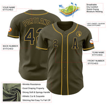 Load image into Gallery viewer, Custom Olive Black-Old Gold Authentic Salute To Service Baseball Jersey