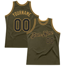 Load image into Gallery viewer, Custom Olive Black-Old Gold Authentic Throwback Salute To Service Basketball Jersey
