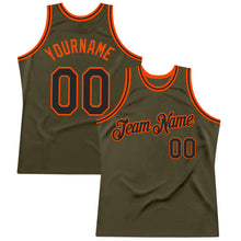 Load image into Gallery viewer, Custom Olive Black-Orange Authentic Throwback Salute To Service Basketball Jersey