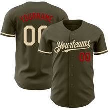 Load image into Gallery viewer, Custom Olive Cream-Red Authentic Salute To Service Baseball Jersey