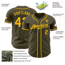 Load image into Gallery viewer, Custom Olive Gold Authentic Salute To Service Baseball Jersey