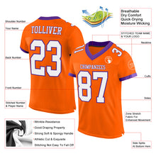 Load image into Gallery viewer, Custom Orange White-Purple Mesh Authentic Football Jersey