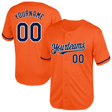 Load image into Gallery viewer, Custom Orange Navy-White Mesh Authentic Throwback Baseball Jersey