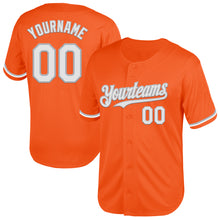 Load image into Gallery viewer, Custom Orange White-Gray Mesh Authentic Throwback Baseball Jersey
