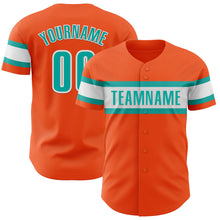 Load image into Gallery viewer, Custom Orange Aqua-White Authentic Baseball Jersey