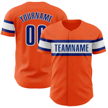 Load image into Gallery viewer, Custom Orange Royal-White Authentic Baseball Jersey