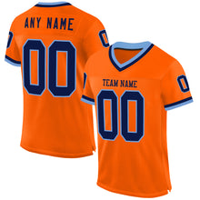 Load image into Gallery viewer, Custom Orange Navy-Light Blue Mesh Authentic Throwback Football Jersey