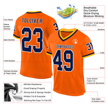 Load image into Gallery viewer, Custom Orange Navy-Gold Mesh Authentic Throwback Football Jersey