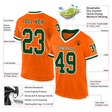 Load image into Gallery viewer, Custom Orange Green-White Mesh Authentic Throwback Football Jersey