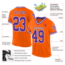 Load image into Gallery viewer, Custom Orange Purple-White Mesh Authentic Throwback Football Jersey