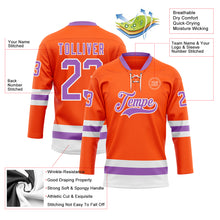 Load image into Gallery viewer, Custom Orange Medium Purple-White Hockey Lace Neck Jersey