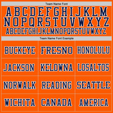 Load image into Gallery viewer, Custom Orange Navy-White Mesh Authentic Throwback Football Jersey