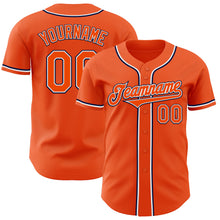 Load image into Gallery viewer, Custom Orange White-Navy Authentic Baseball Jersey