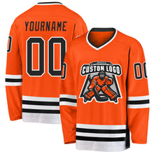 Load image into Gallery viewer, Custom Orange Black-White Hockey Jersey