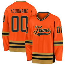 Load image into Gallery viewer, Custom Orange Black-Old Gold Hockey Jersey
