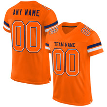 Load image into Gallery viewer, Custom Orange White-Navy Mesh Authentic Football Jersey