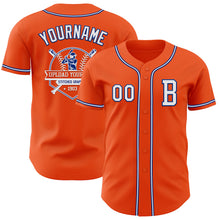 Load image into Gallery viewer, Custom Orange White-Royal Authentic Baseball Jersey