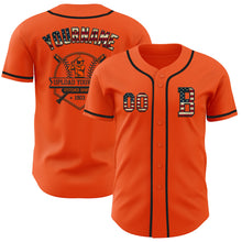Load image into Gallery viewer, Custom Orange Vintage USA Flag-Black Authentic Baseball Jersey