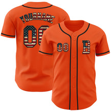 Load image into Gallery viewer, Custom Orange Vintage USA Flag-Black Authentic Baseball Jersey