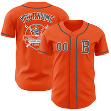 Load image into Gallery viewer, Custom Orange Steel Gray-White Authentic Baseball Jersey