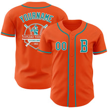 Load image into Gallery viewer, Custom Orange Teal-White Authentic Baseball Jersey