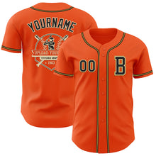 Load image into Gallery viewer, Custom Orange Black Cream-Old Gold Authentic Baseball Jersey