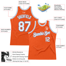 Load image into Gallery viewer, Custom Orange White-Light Blue Authentic Throwback Basketball Jersey