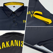 Load image into Gallery viewer, Custom Black Yellow Performance Golf Polo Shirt