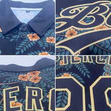 Load image into Gallery viewer, Custom Black Black-Old Gold 3D Pattern Design Tiger And Peacock Performance Vapor Golf Polo Shirt