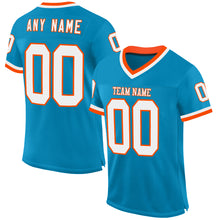 Load image into Gallery viewer, Custom Panther Blue White-Orange Mesh Authentic Throwback Football Jersey