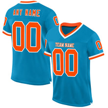 Load image into Gallery viewer, Custom Panther Blue Orange-White Mesh Authentic Throwback Football Jersey