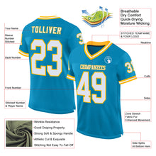 Load image into Gallery viewer, Custom Panther Blue White-Gold Mesh Authentic Throwback Football Jersey