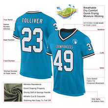 Load image into Gallery viewer, Custom Panther Blue White-Black Mesh Authentic Throwback Football Jersey