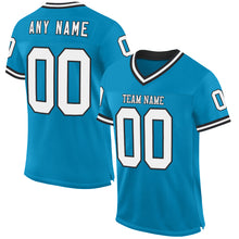 Load image into Gallery viewer, Custom Panther Blue White-Black Mesh Authentic Throwback Football Jersey