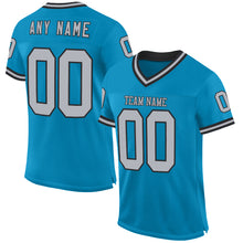 Load image into Gallery viewer, Custom Panther Blue Gray-Black Mesh Authentic Throwback Football Jersey
