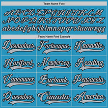 Load image into Gallery viewer, Custom Panther Blue Gray-Black Hockey Lace Neck Jersey