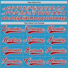 Load image into Gallery viewer, Custom Panther Blue Red-White Hockey Lace Neck Jersey