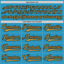 Load image into Gallery viewer, Custom Panther Blue Old Gold-Black Hockey Lace Neck Jersey