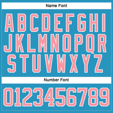 Load image into Gallery viewer, Custom Panther Blue Medium Pink-White Hockey Lace Neck Jersey