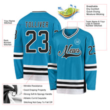 Load image into Gallery viewer, Custom Panther Blue Black-White Hockey Jersey