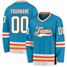 Load image into Gallery viewer, Custom Panther Blue White-Orange Hockey Jersey