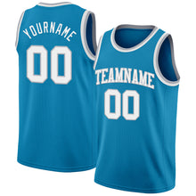 Load image into Gallery viewer, Custom Panther Blue White-Gray Authentic Basketball Jersey