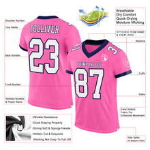 Load image into Gallery viewer, Custom Pink White-Navy Mesh Authentic Football Jersey