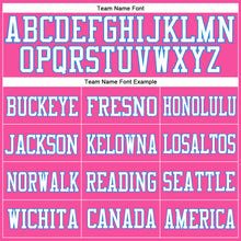 Load image into Gallery viewer, Custom Pink White-Powder Blue Mesh Authentic Football Jersey