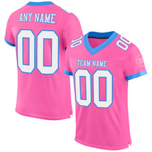 Load image into Gallery viewer, Custom Pink White-Powder Blue Mesh Authentic Football Jersey
