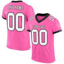 Load image into Gallery viewer, Custom Pink White-Black Mesh Authentic Football Jersey