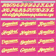 Load image into Gallery viewer, Custom Pink White-Yellow Mesh Authentic Throwback Baseball Jersey
