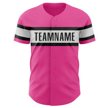 Load image into Gallery viewer, Custom Pink White-Black Authentic Baseball Jersey