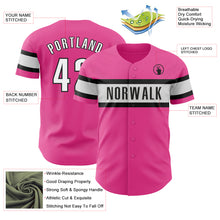 Load image into Gallery viewer, Custom Pink White-Black Authentic Baseball Jersey