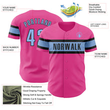 Load image into Gallery viewer, Custom Pink Light Blue-Black Authentic Baseball Jersey